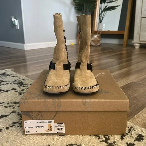 NEW! Free People Coronado Mocc Lace Up Buckle Moccasin Boots size 8 - Picture 3 of 8